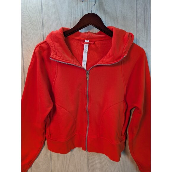 Lululemon Scuba Crop Sweatshirt Size 6 Red Orange Full Zip Cropped Hoodie Hood - Picture 2 of 7